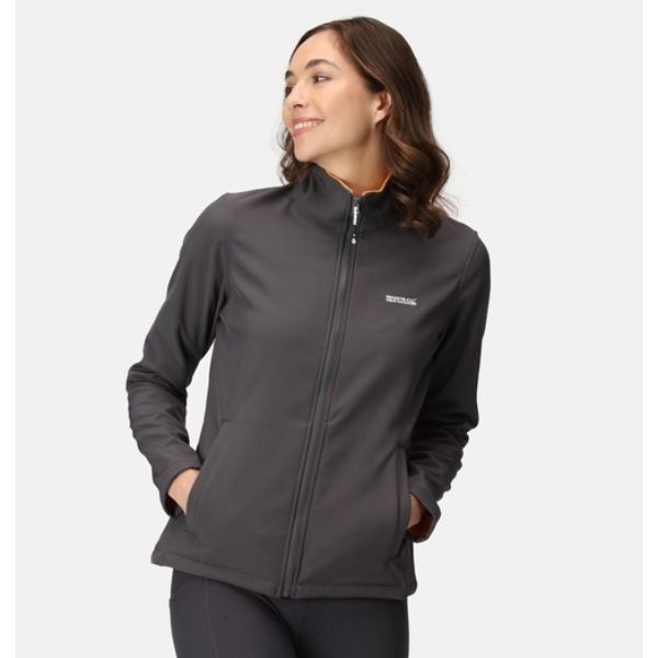 Regatta Connie V Womens Soft Shell Jacket Seal Grey Apricot Crush AW23