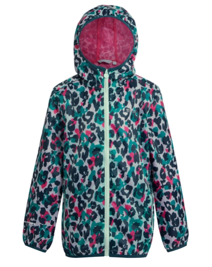 Regatta Printed Lever Kids Waterproof Shell Jacket Bleached Aqua Animal Print