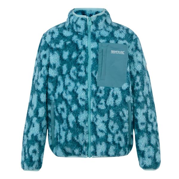 Regatta Junior Frankie Kids Fleece Storm Blu/Nordic Blu Leopard Print