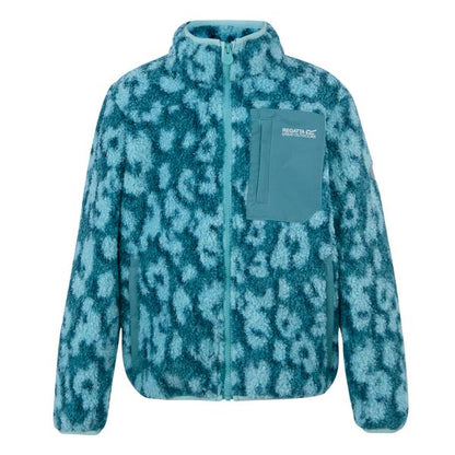 Regatta Junior Frankie Kids Fleece Storm Blu/Nordic Blu Leopard Print