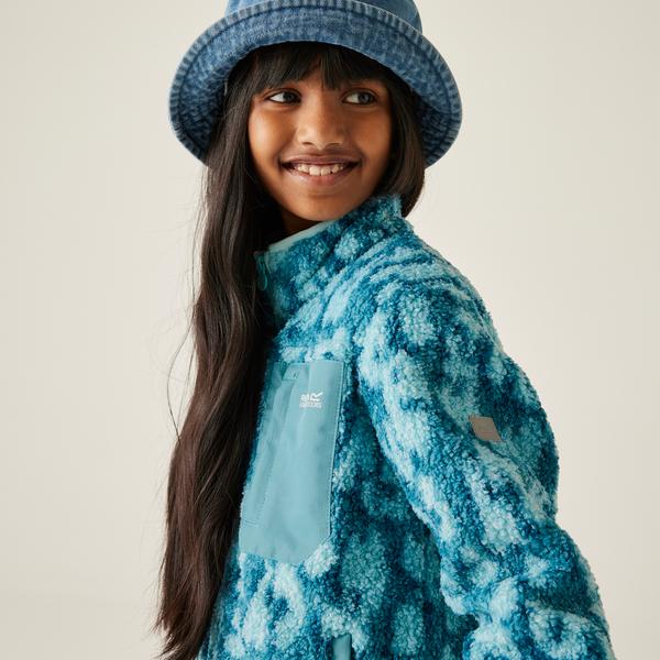 Regatta Junior Frankie Kids Fleece Storm Blu/Nordic Blu Leopard Print