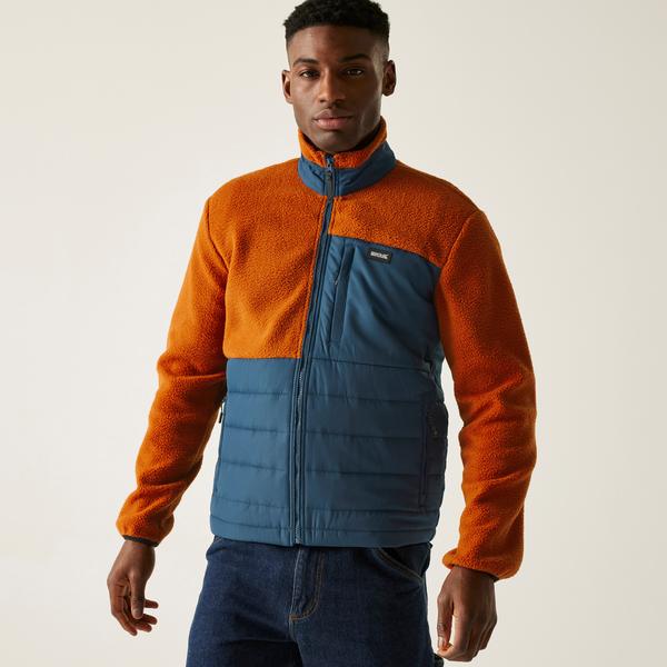 Regatta Frankie Borg Hybrid Mens Fleece Potters Clay/Moonlight Denim