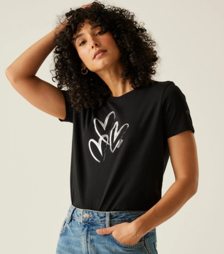 Regatta Filandra IX Ladies Polo Shirt Black Foil Heart