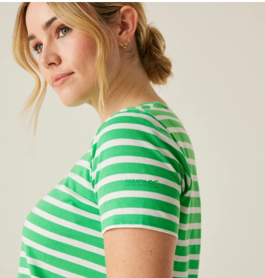 Regatta  Baylette Tee Ladies T-Shirt Island Green White Stripe