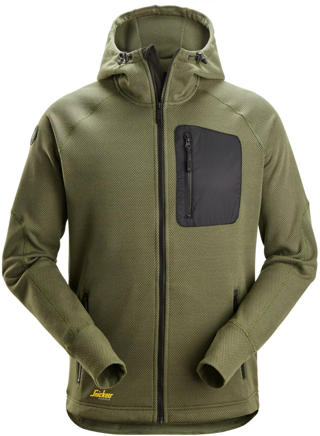 Snickers FlexiWork Full Zip Fleece Hoodie Khaki Green/Black