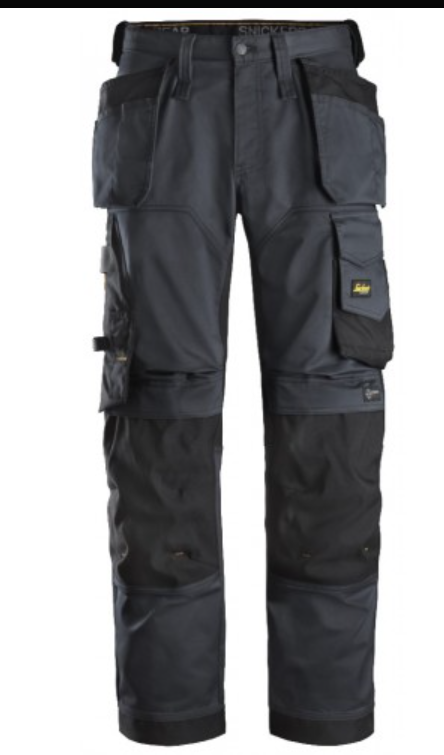 Snickers Allaround Work Stretch Loose Fit Trousers + Holster Pocket Grey/Black
