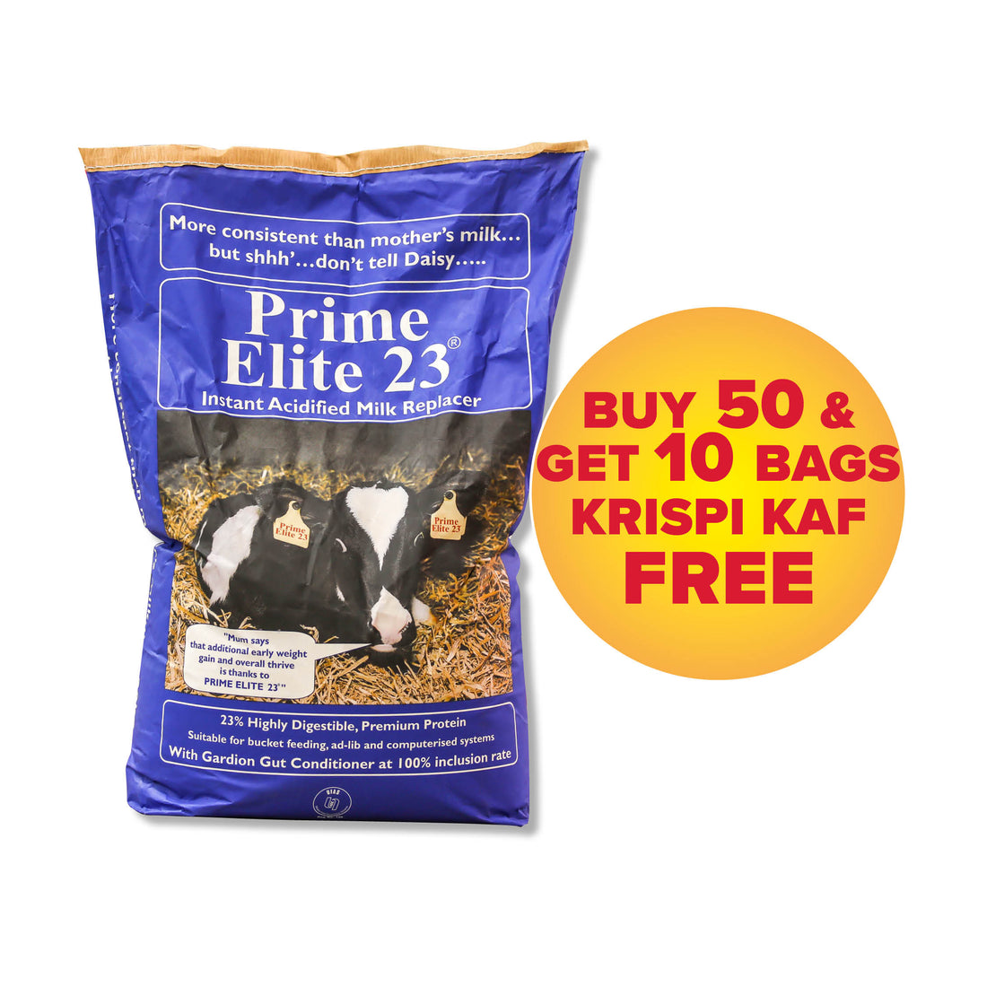 Prime Elite 23 Milk Replacer 20kg -  Buy 50 and Get 10 Bags Krispi Kaf FREE