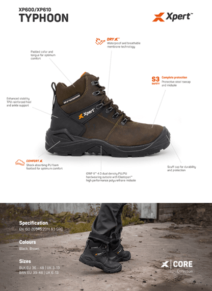 Xpert Typhoon Waterproof S3 Safety Boot Black