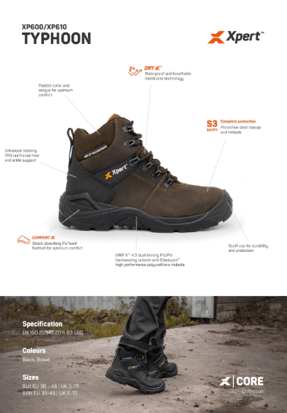 Xpert Typhoon Waterproof S3 Safety Boot Brown